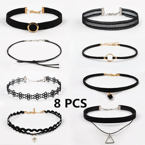 Black color  Choker sets with peerless styles