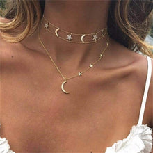 Load image into Gallery viewer, ladies choker necklce with moon and star